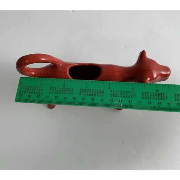 Pioneer Woman Cow Creamer Cream Pitcher Red Stoneware 7" long Curled Tail - Picture 7 of 8